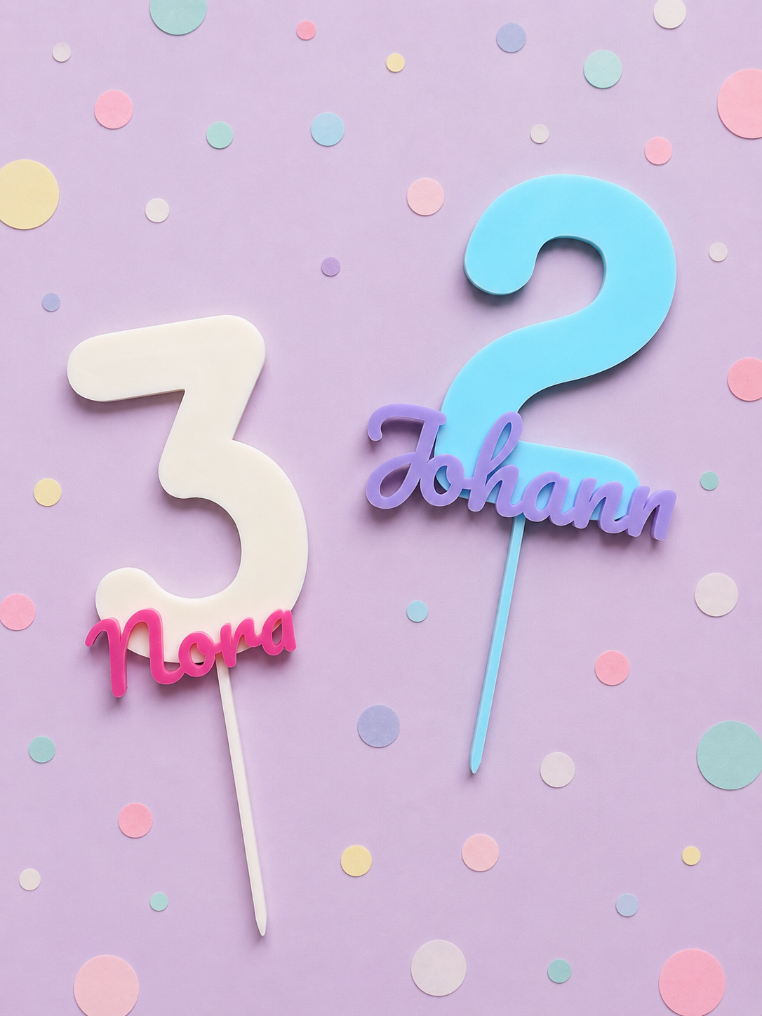 Cake Topper Geburtstag personalisiert | Große Zahl mit Wunschname | Bunte Kuchen