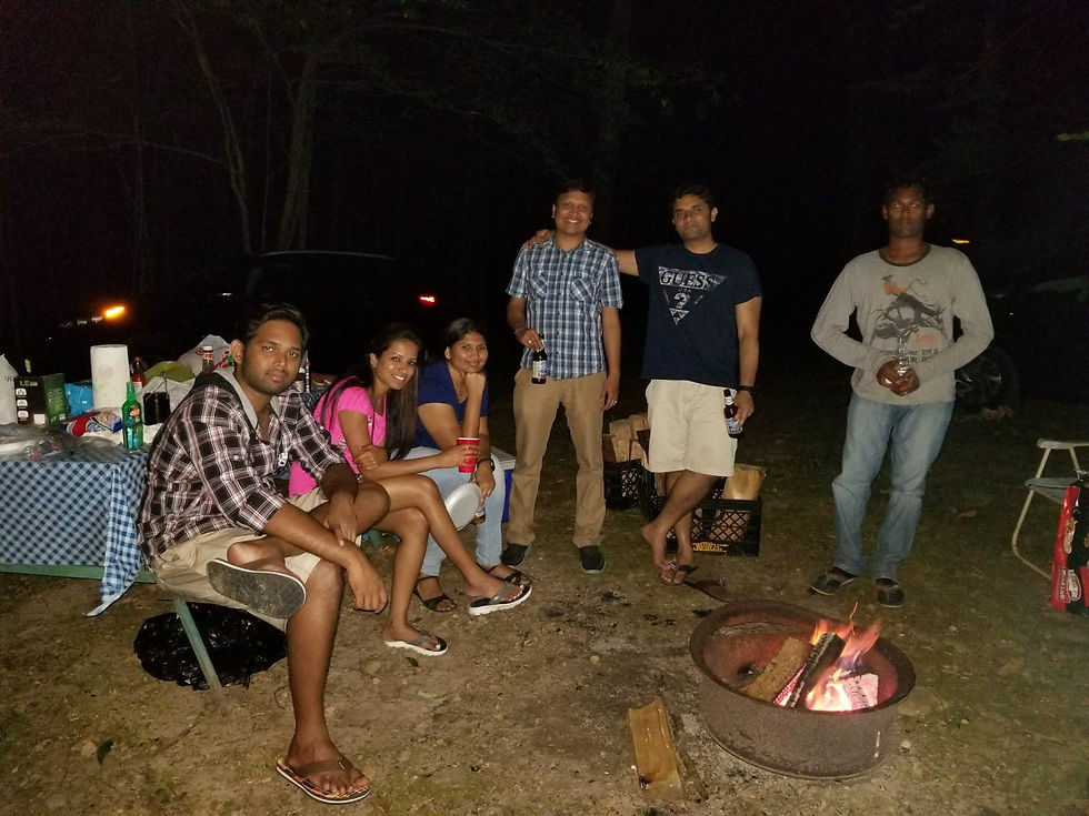 Campers around a campfire