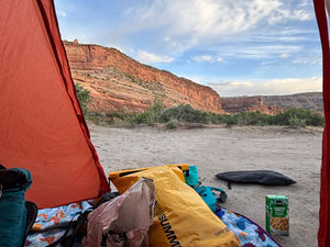 View out of tent at campsite on Ruby Horse-Thief Canyon