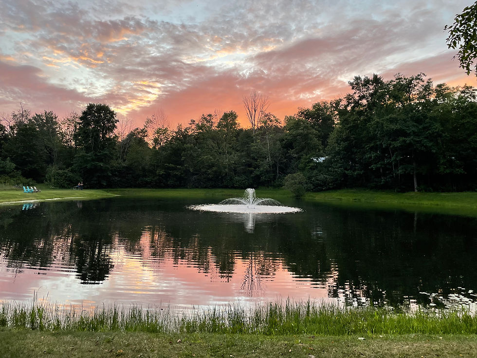 A Pond at sunset at Lehigh Gorge Campground in the Poconos, Pennsylvania