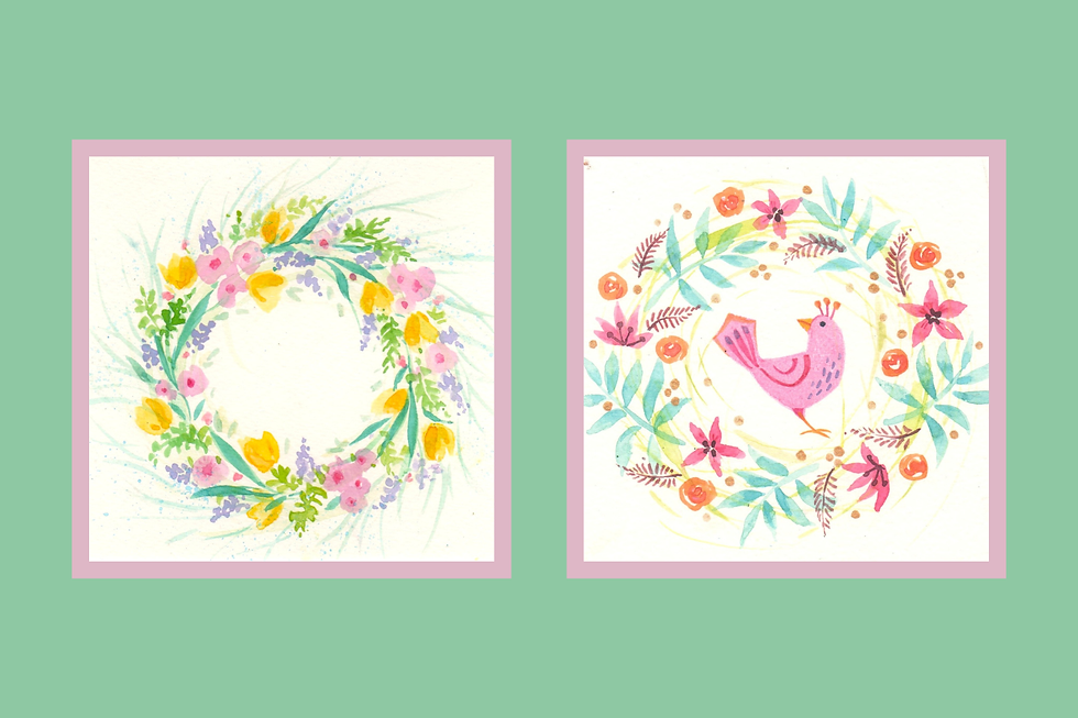 Thumbnail: watercolour spring wreath