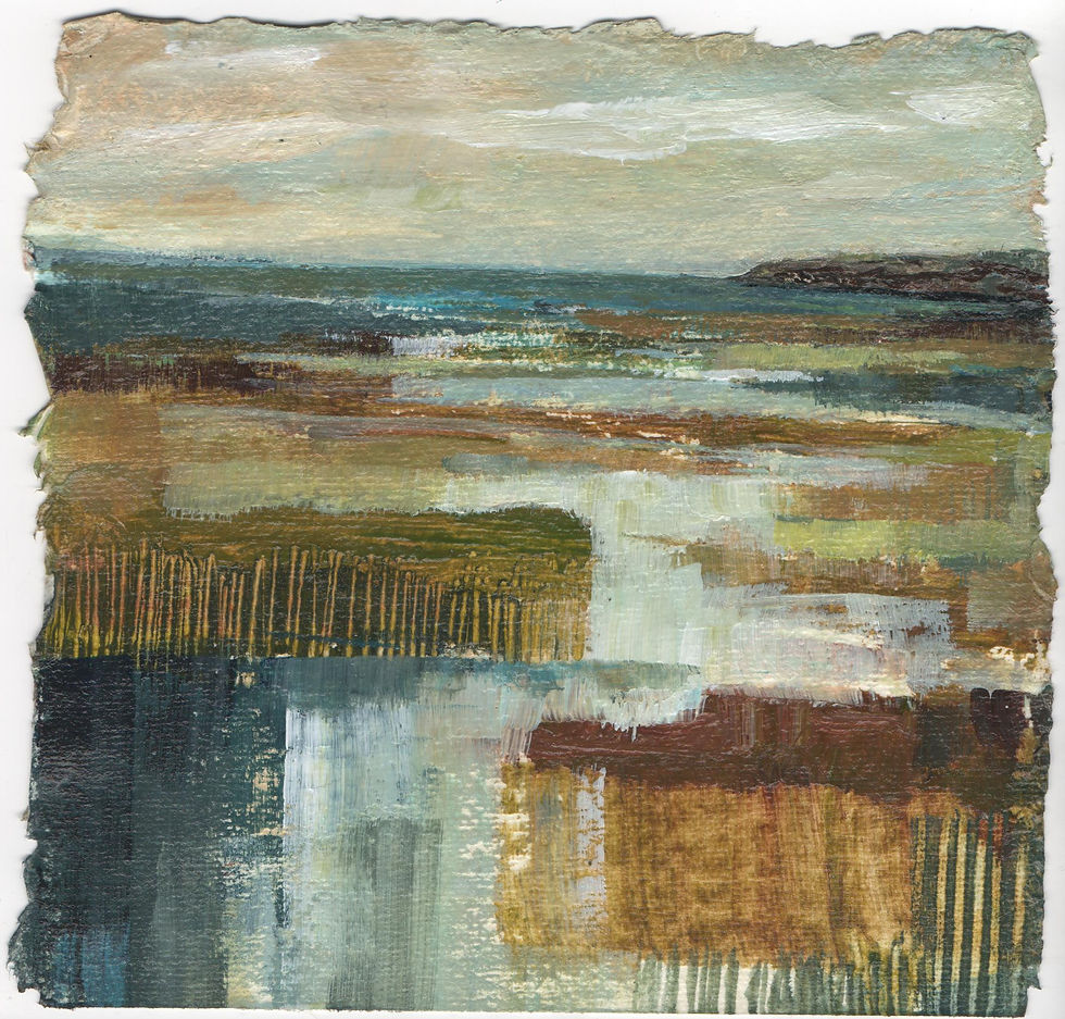 semi-abstract mixed media painting of edgeland