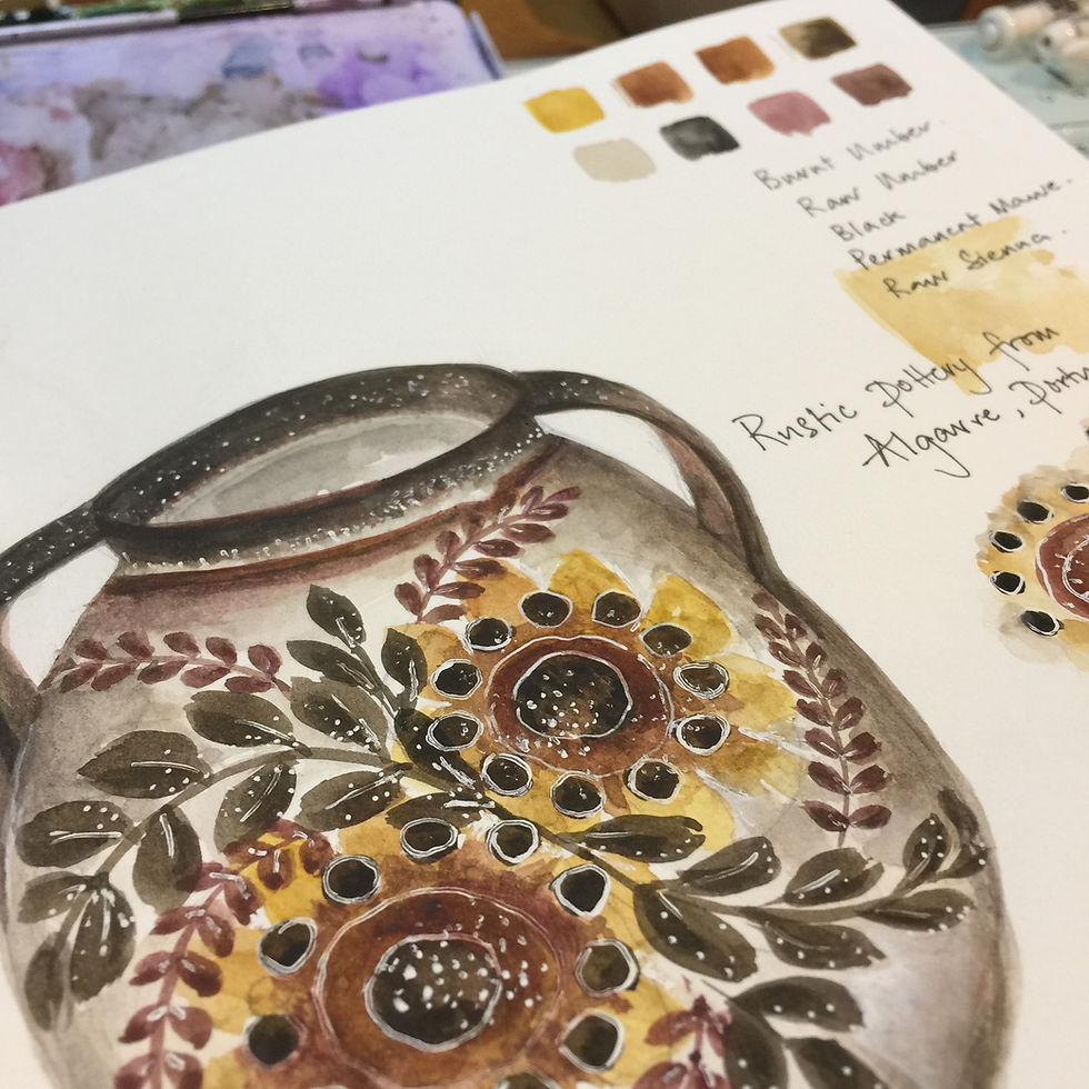 watercolour painting of a Portugese pot