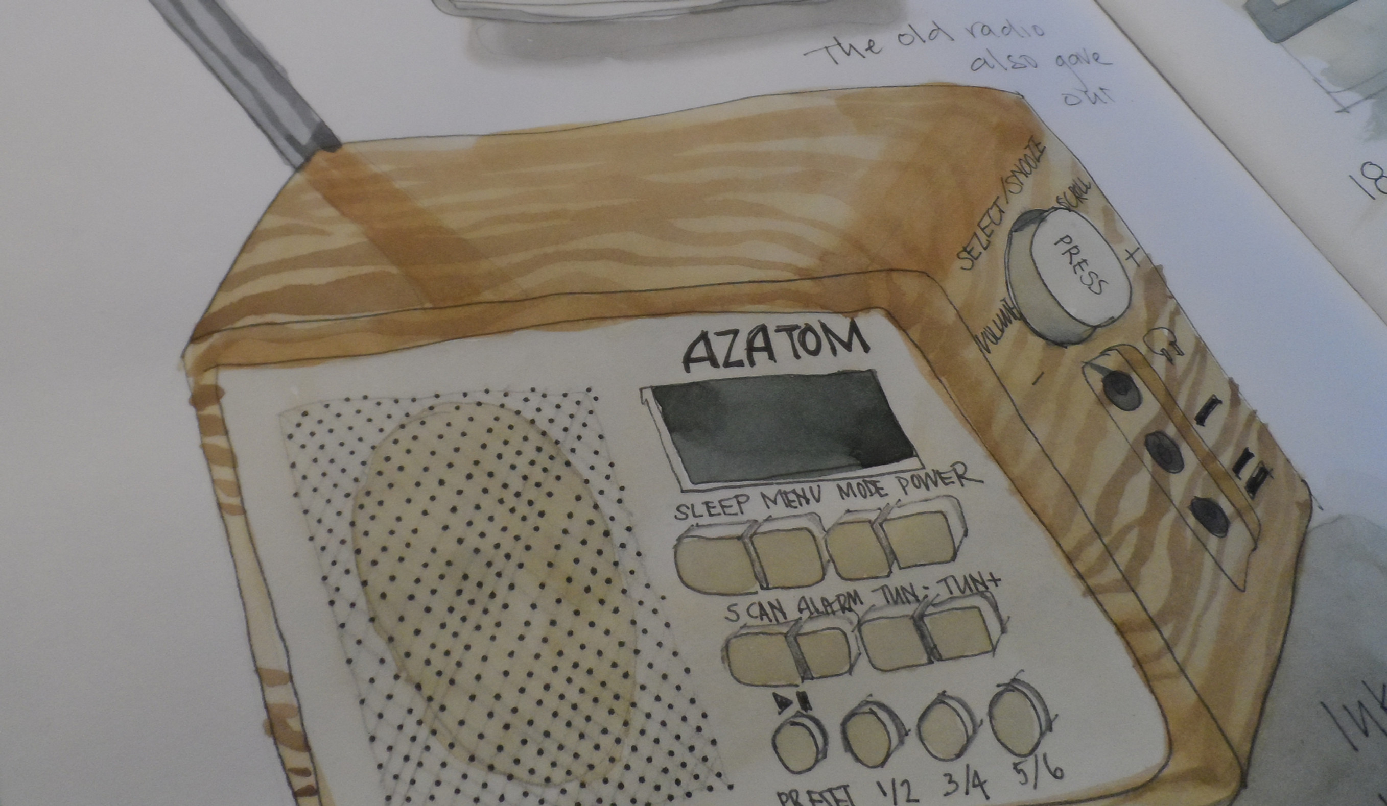 a watercolour painting of a radio