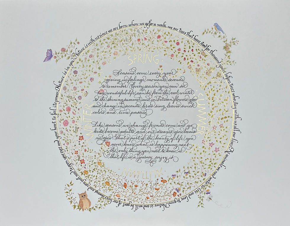 a calligraphic piece about the seasons by Beatriz Vicente