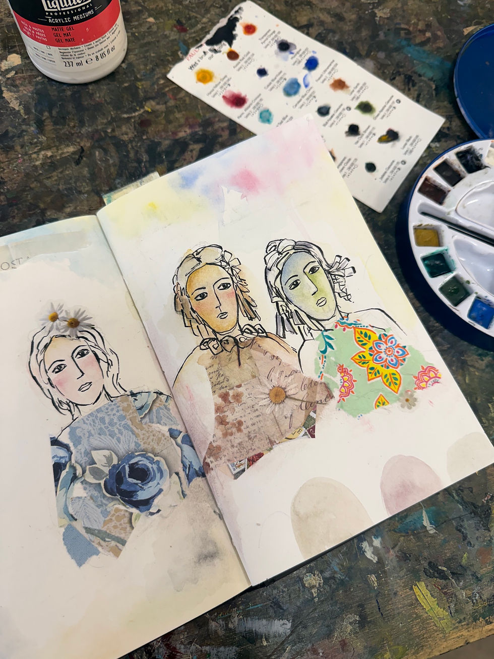 mixed media expressive portraits