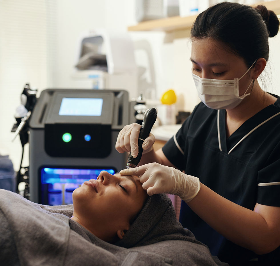 Juvenex Relaxing treatment room — modern esthetic cabin emphasizing comfort and professionalism.
