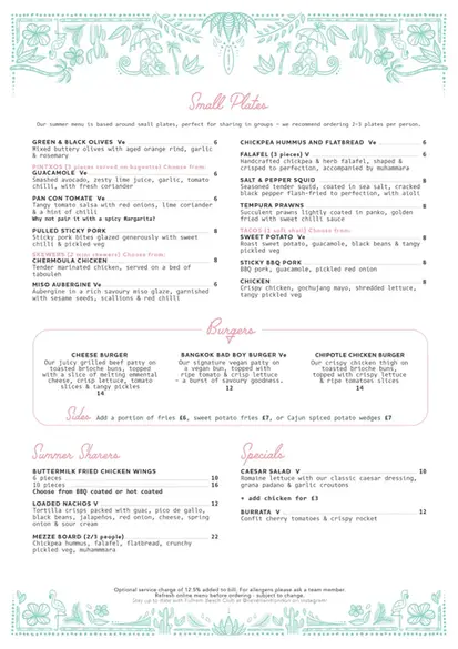 Small Plates Menu