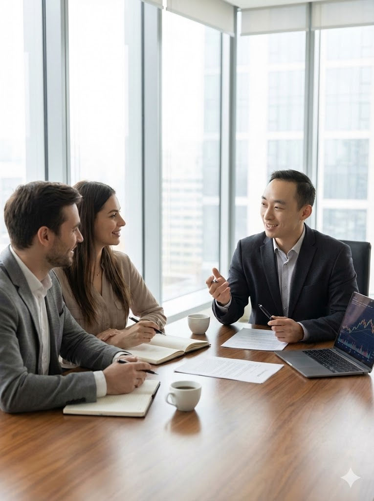 JKwan discussing with his clients