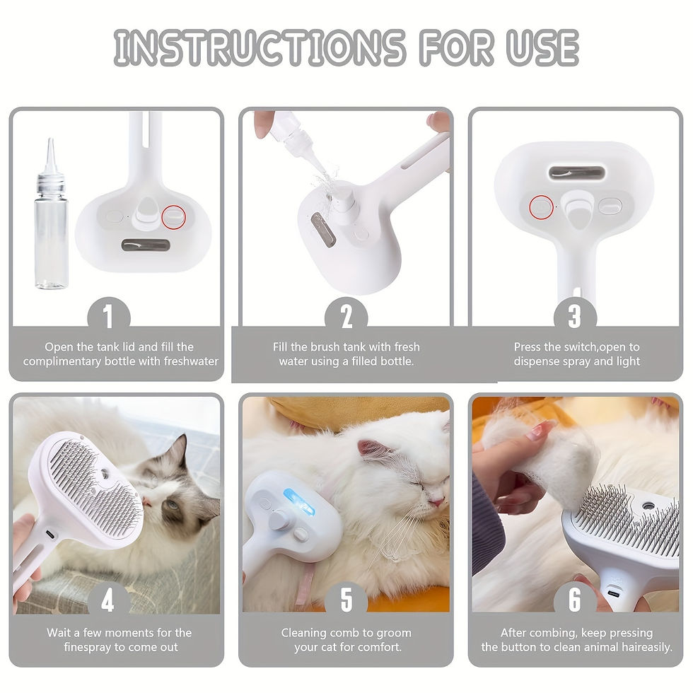 Miniatura: Pente com spray para animais de estimação, escova de limpeza e removedor de pelo