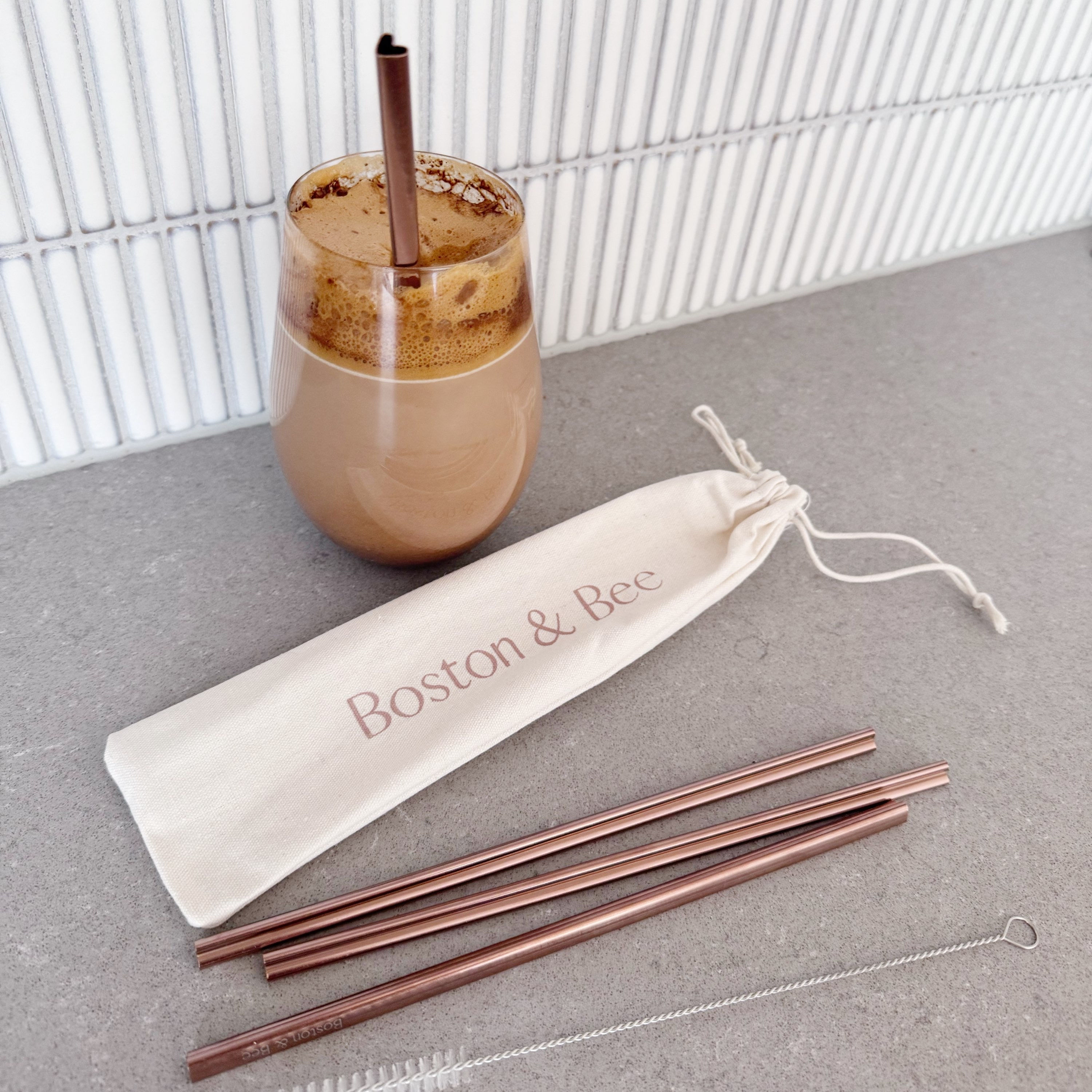 The Rose Gold Heart Stainless Steel Straws 4 pack