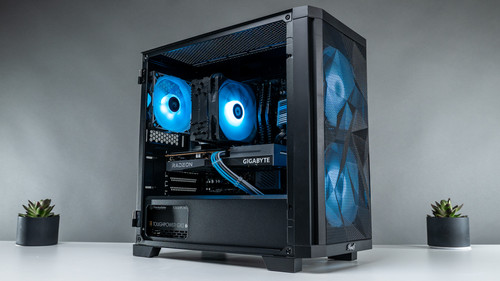 Mid Range Black/Blue Gaming PC (Ryzen 7 3700x + RX 6600