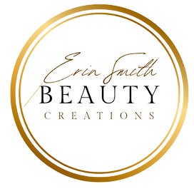 Erin Smith Beauty Creations logo - gold circular emblem with elegant script, offering bridal makeup and hair styling services