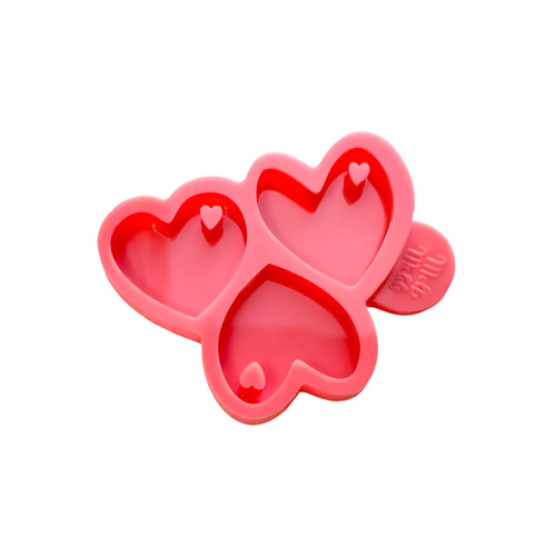 Pink Silicone Epoxy Resin Mold – Heart & Horseshoe Keychain Shiny Glossy