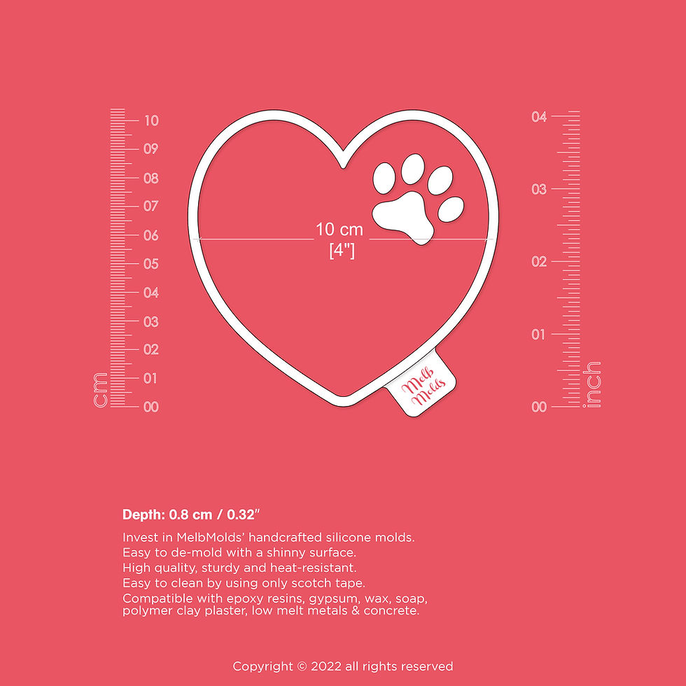 Heart with Paw Silicone Mold 🐾❤️- Epoxy Resin Melb Molds Silicone Molds - MelbMolds