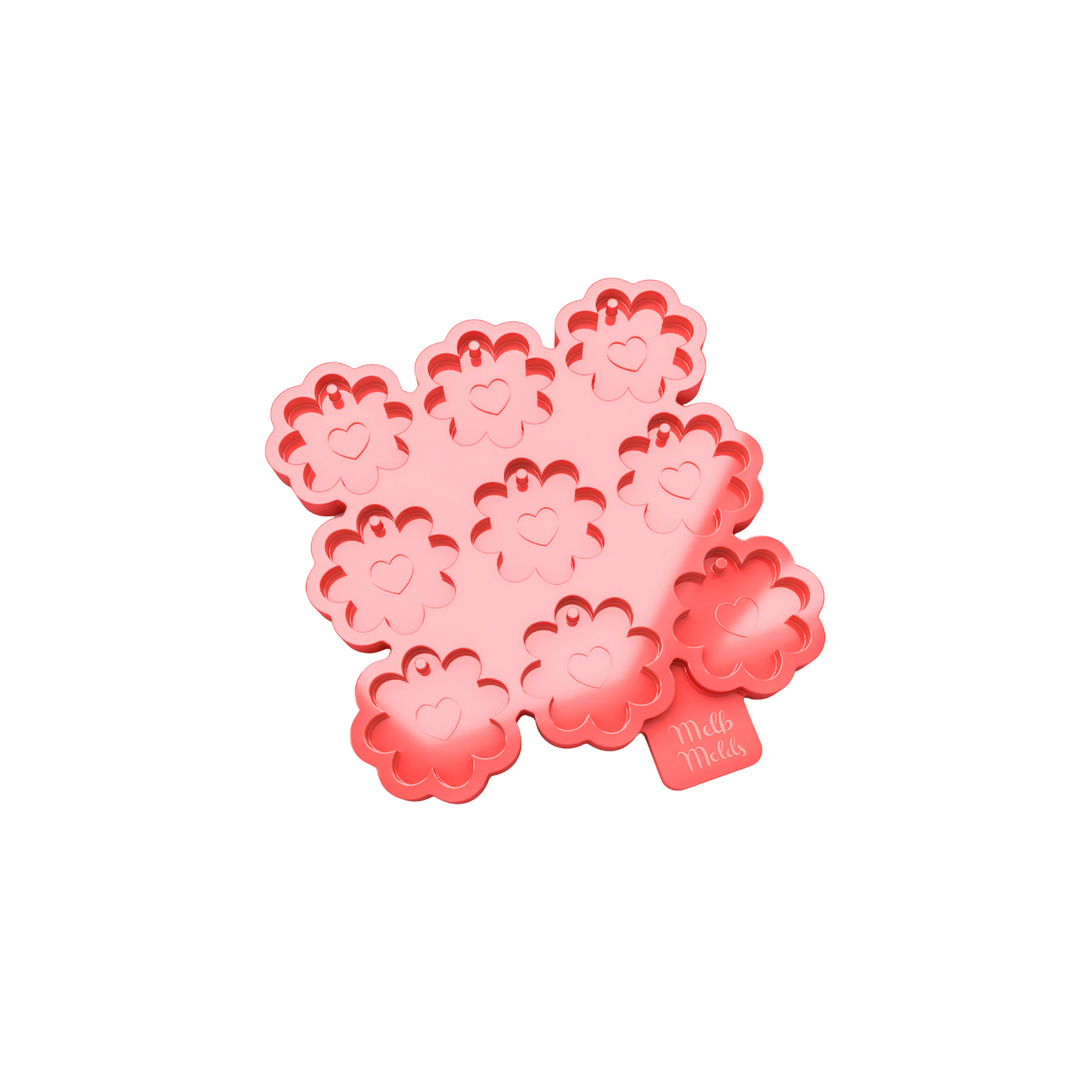 Flower Heart Earring Mold – 8 Petal 🌸💖✨- Epoxy Resin Silicone Molds - MelbMolds - Melb Molds