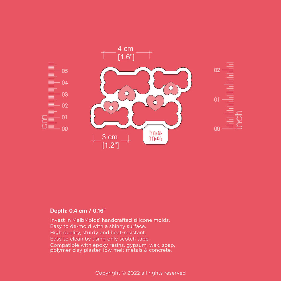 Bone & Heart Silicone Mold 💖🐾- Epoxy Resin Melb Molds  Silicone Molds - MelbMolds