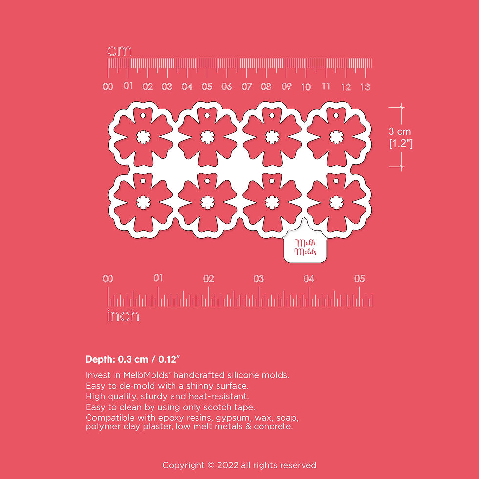 6-Petal Flower Earring Mold 🌸- Epoxy Resin Silicone Molds - MelbMolds - Melb Molds