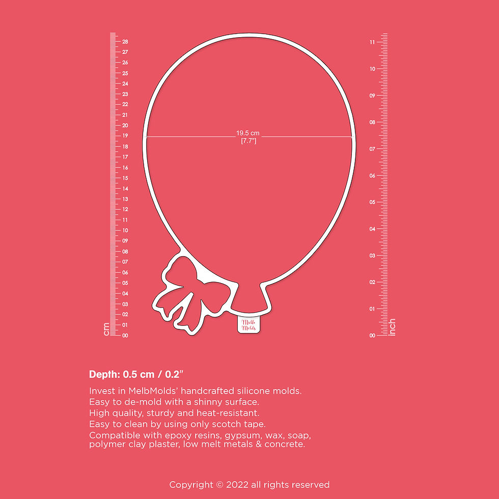 Large Balloon with Ribbon Mold 🎀 Epoxy Resin Silicone Molds - MelbMolds - Melb Molds