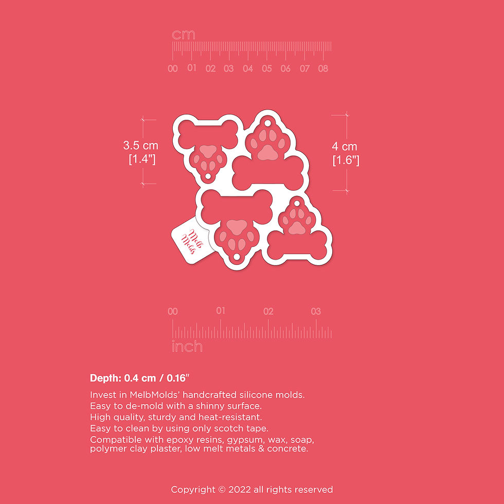 Bone & Paw Silicone Mold 🐾- Epoxy Resin Melb Molds  Silicone Molds - MelbMolds