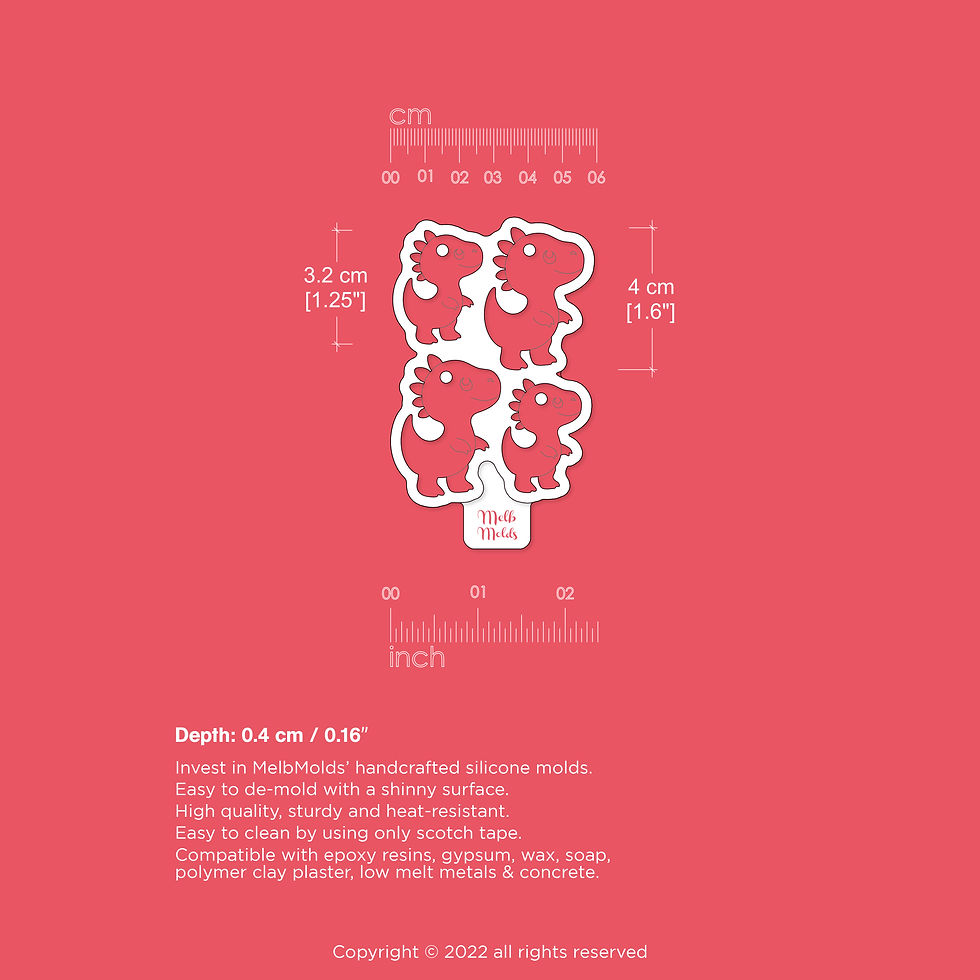 Little Dino Silicone Mold - Epoxy Resin Silicone Mould MelbMolds Melb Molds