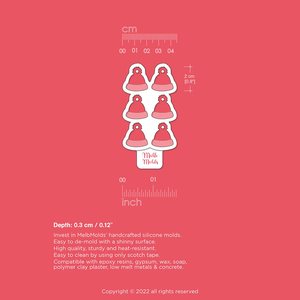 Mini Beanie Earring Mold 🧢❄️ Epoxy Resin Melb Molds Christmas Silicone Molds - MelbMolds