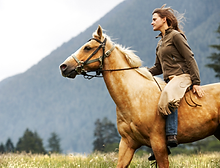 Femme sur cheval au galop