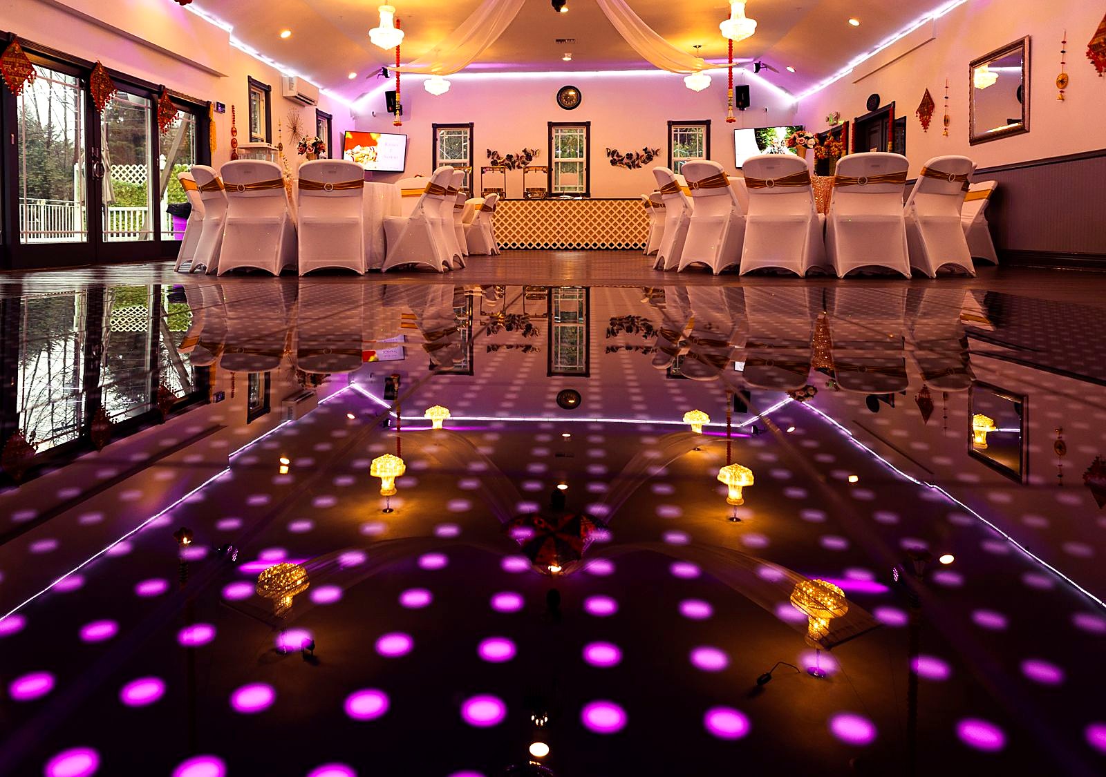 LED dance floor glowing in the main hall