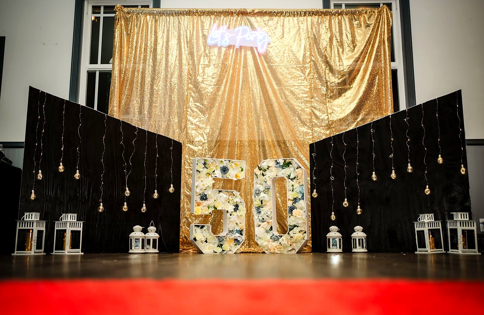 Gold and black 50th birthday backdrop