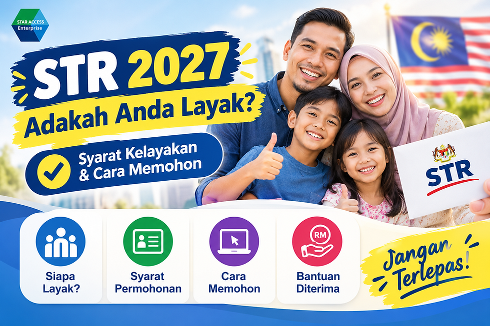 Semak syarat kelayakan STR 2027, kategori penerima, cara memohon dan kemas kini MySTR. Permohonan dibuka mulai 15 Oktober 2026 melalui portal rasmi.