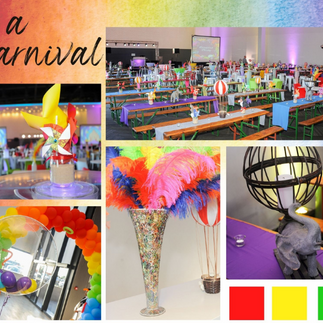 Colourful carnival themed event decor