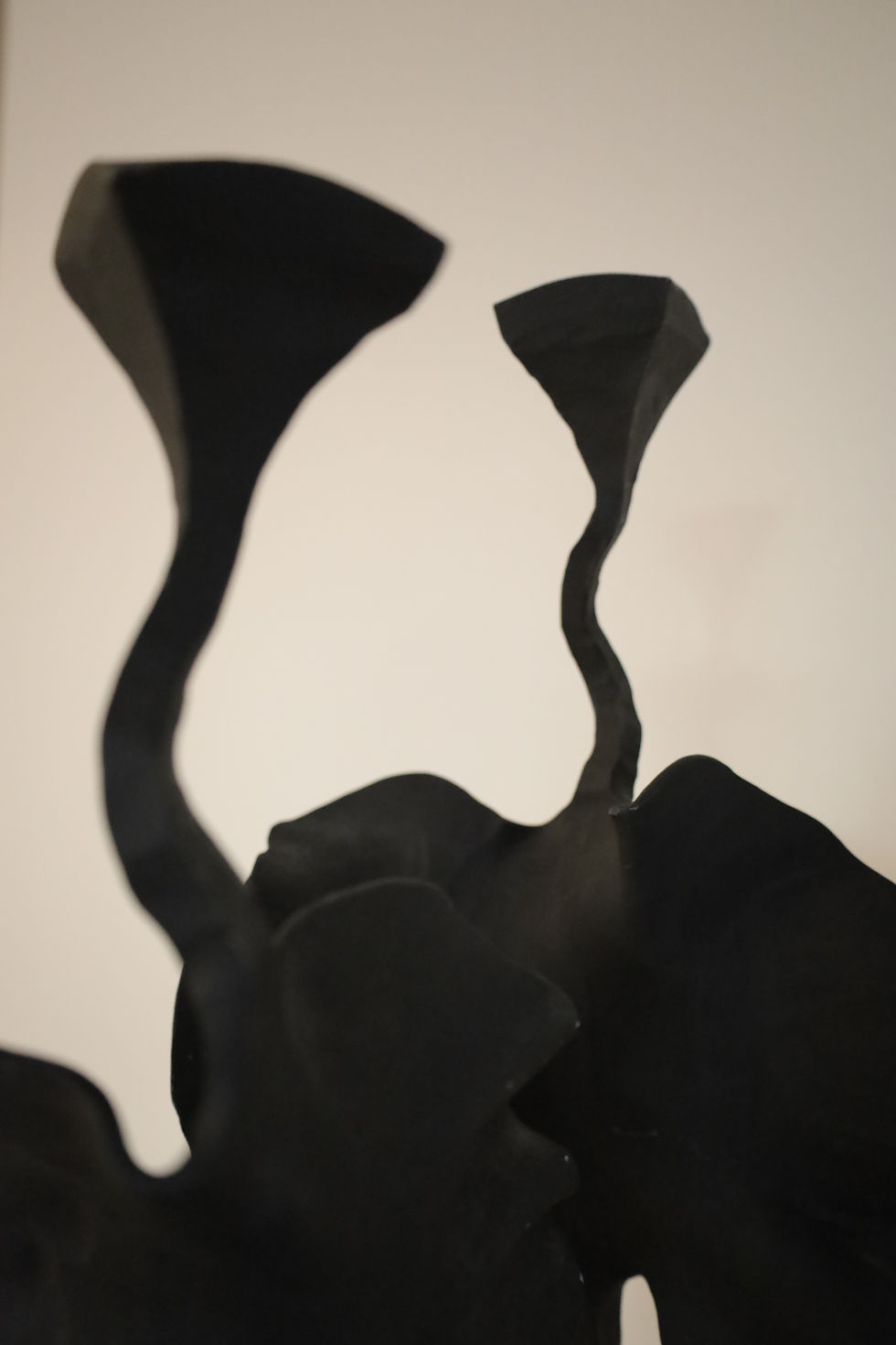 Thumbnail: Pair of Sculptural Hammered Iron Candlesticks by Jack Brubaker