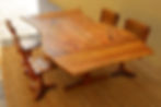 Thumbnail: Custom Walnut Trestle Dining Table & Sculptural Chair Set by Richard Rothbard