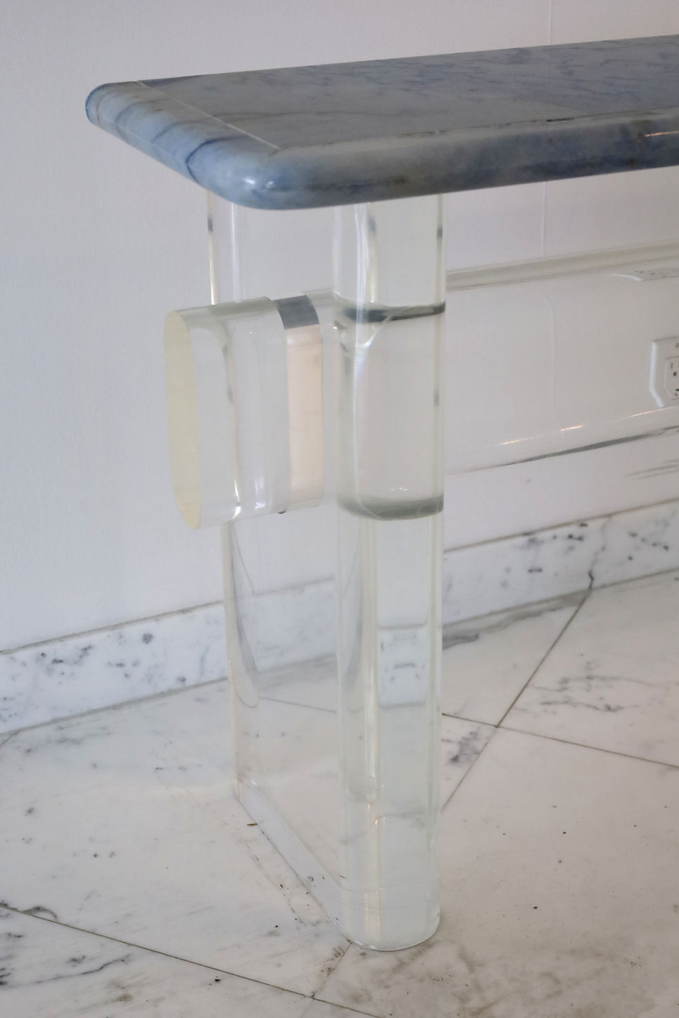 Thumbnail: Storied Art & Home | Impressive Vintage Karl Springer Lucite Trestle Table Base, 1970s