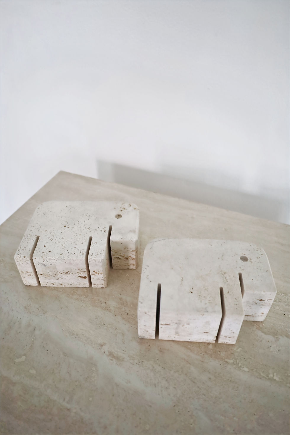 Thumbnail: Italian Travertine Elephant Bookends by Cerri Nestore, 1970s