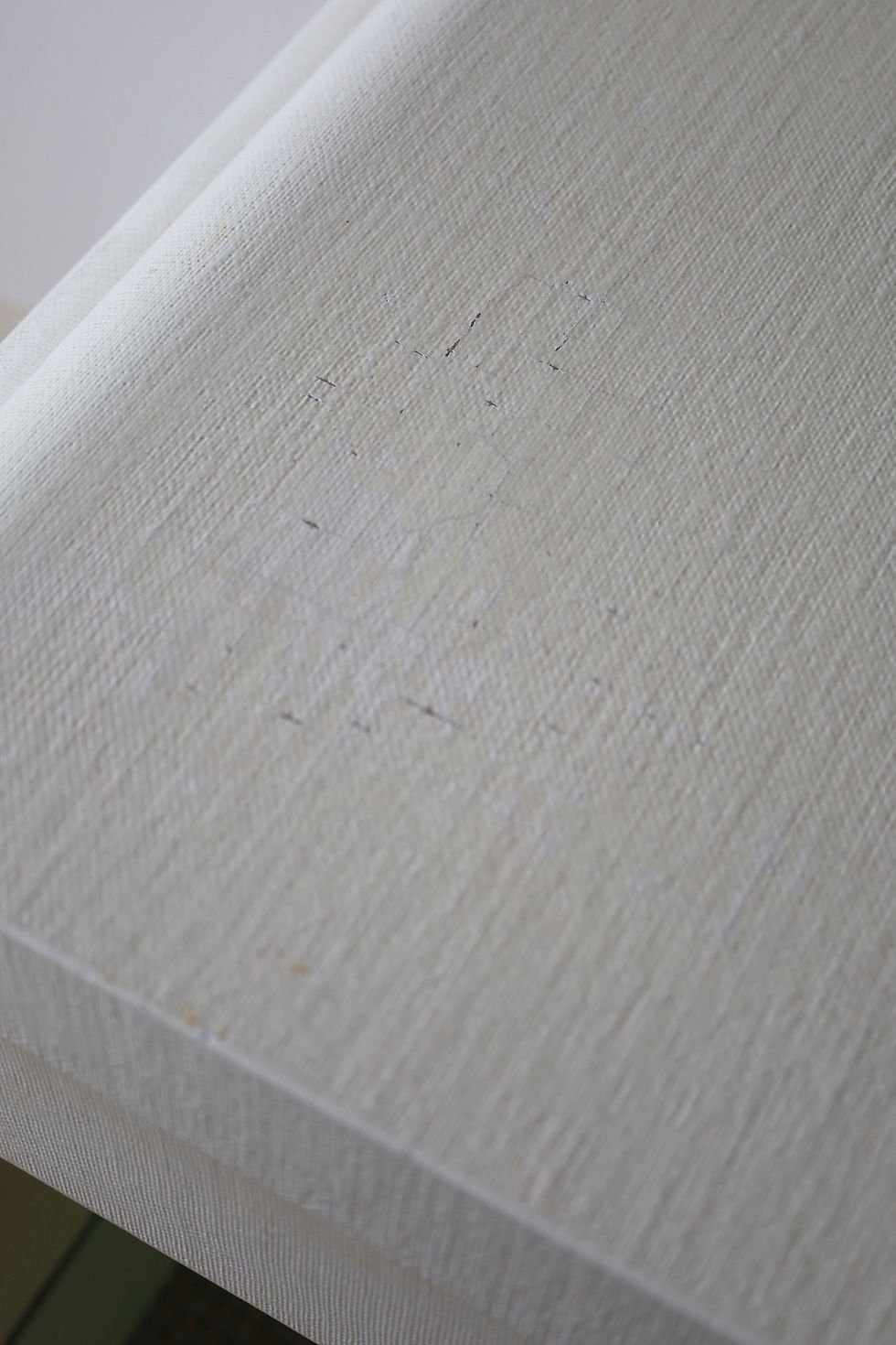 Thumbnail: Storied Art & Home | Vintage Ron Seff 'Deco Style' Scalloped Edge Ivory Linen Lacquered Side Tables, 1970s