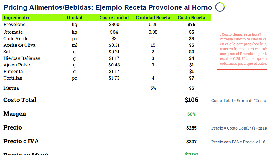 Plantilla de Cálculo de Precios