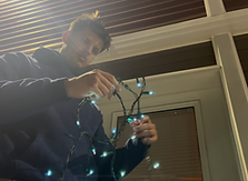 Holiday lights being installed