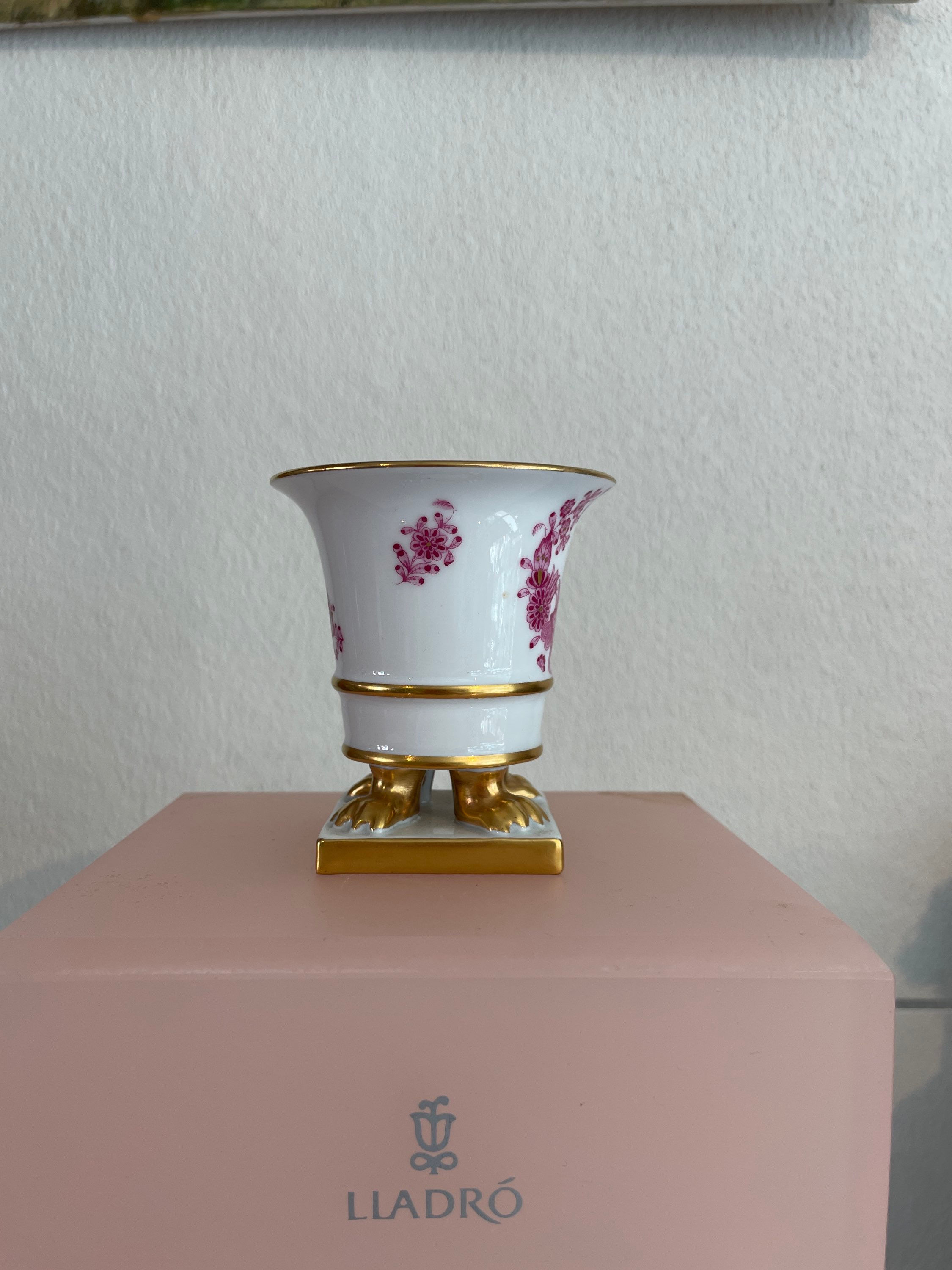 Herend apponyi roze miniatuur bloempotje 