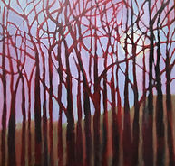 moon, trees