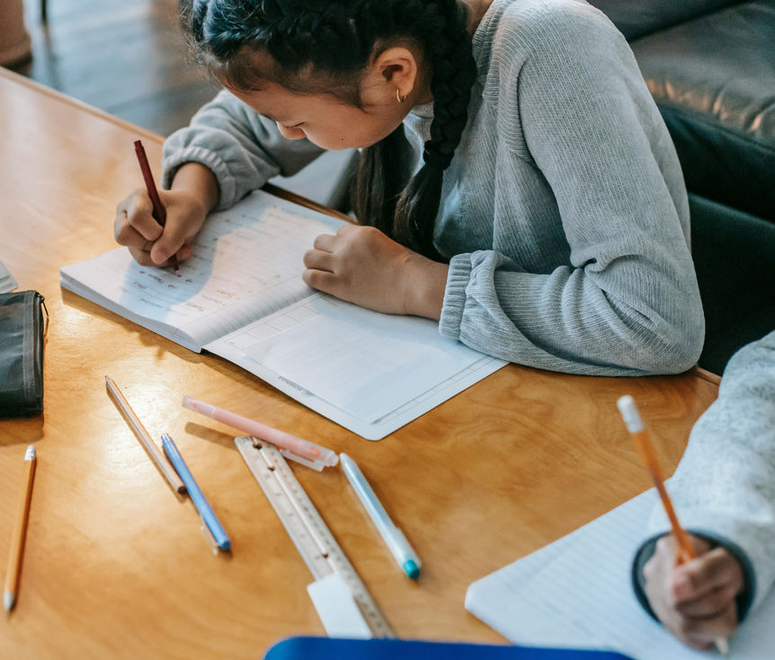 Girl studying for Test