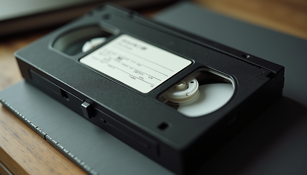 A VHS Videotape showcased on a grey surface