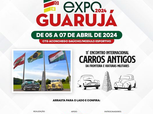O 11º Encontro Internacional de Carros Antigos da Fronteira será uma parte emocionante da programação da nossa ExpoGuarujá 2024! O evento está marcado para os dias 06 e 07 de abril. Traga sua família