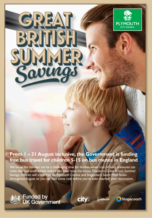Free bus travel in Plymouth for all children.
