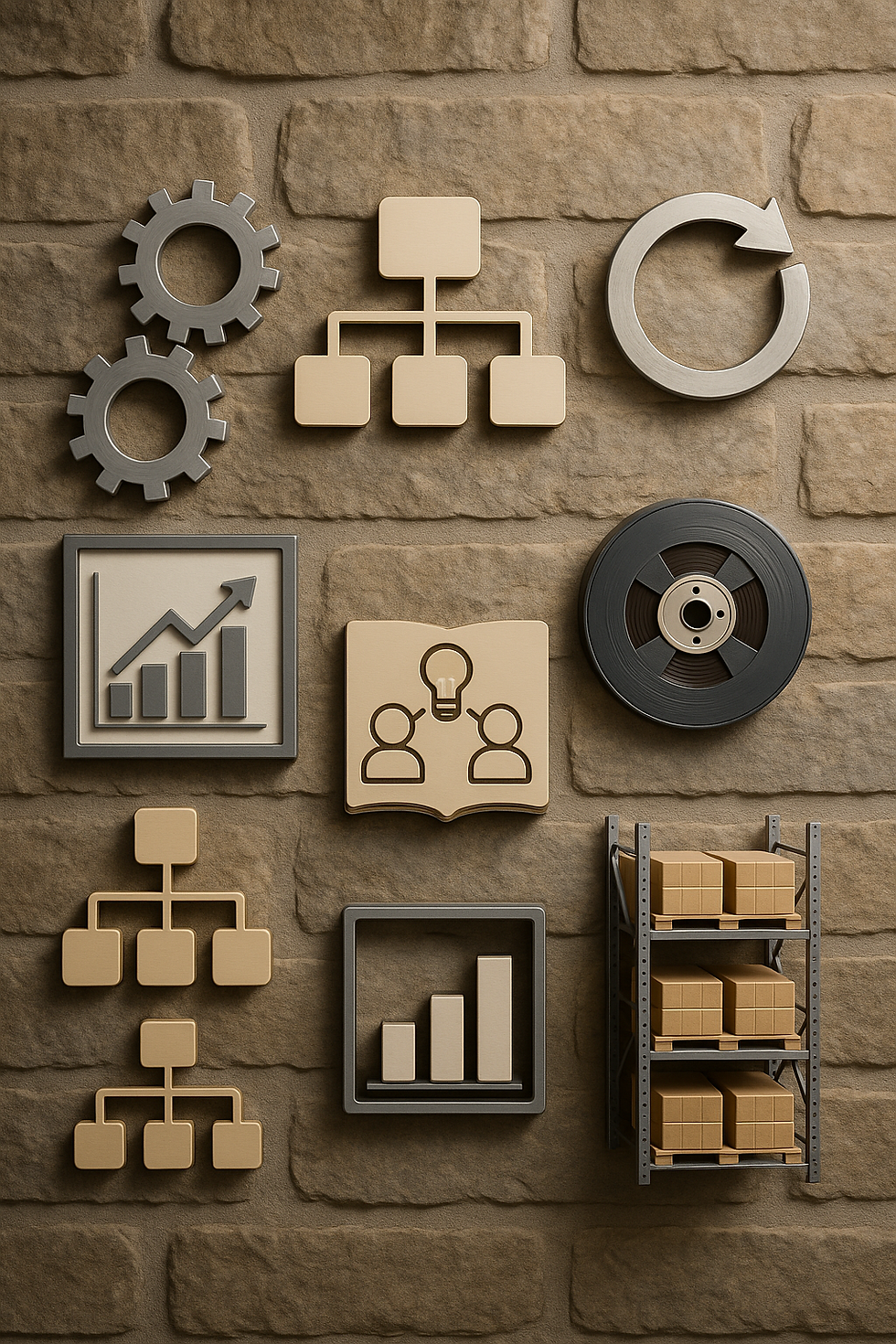 Industrial Management Icons on Stone Wall.png