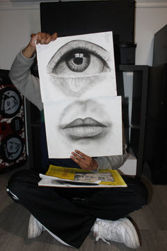 "Eye and Mouth" - Charcoal Drawing 2023