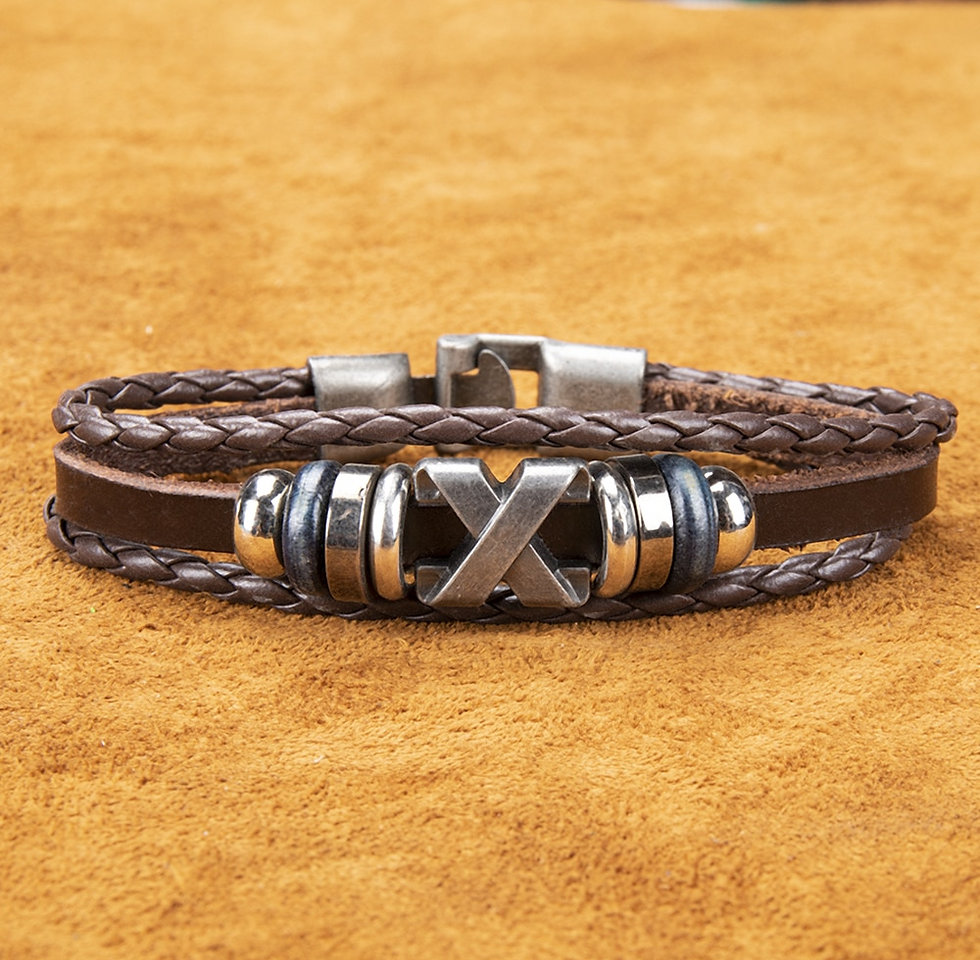 Miniatura: pulsera aspa de cuero para hombre