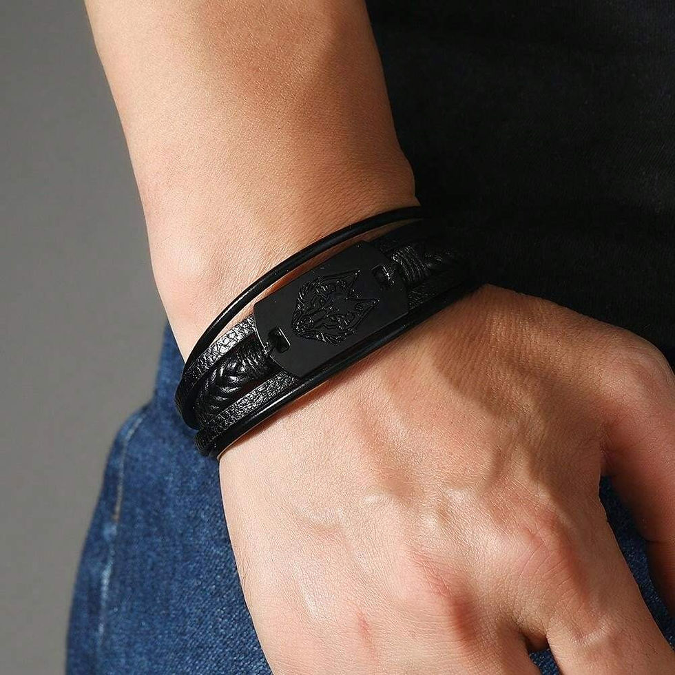 Miniatura: pulsera lobo placa negra