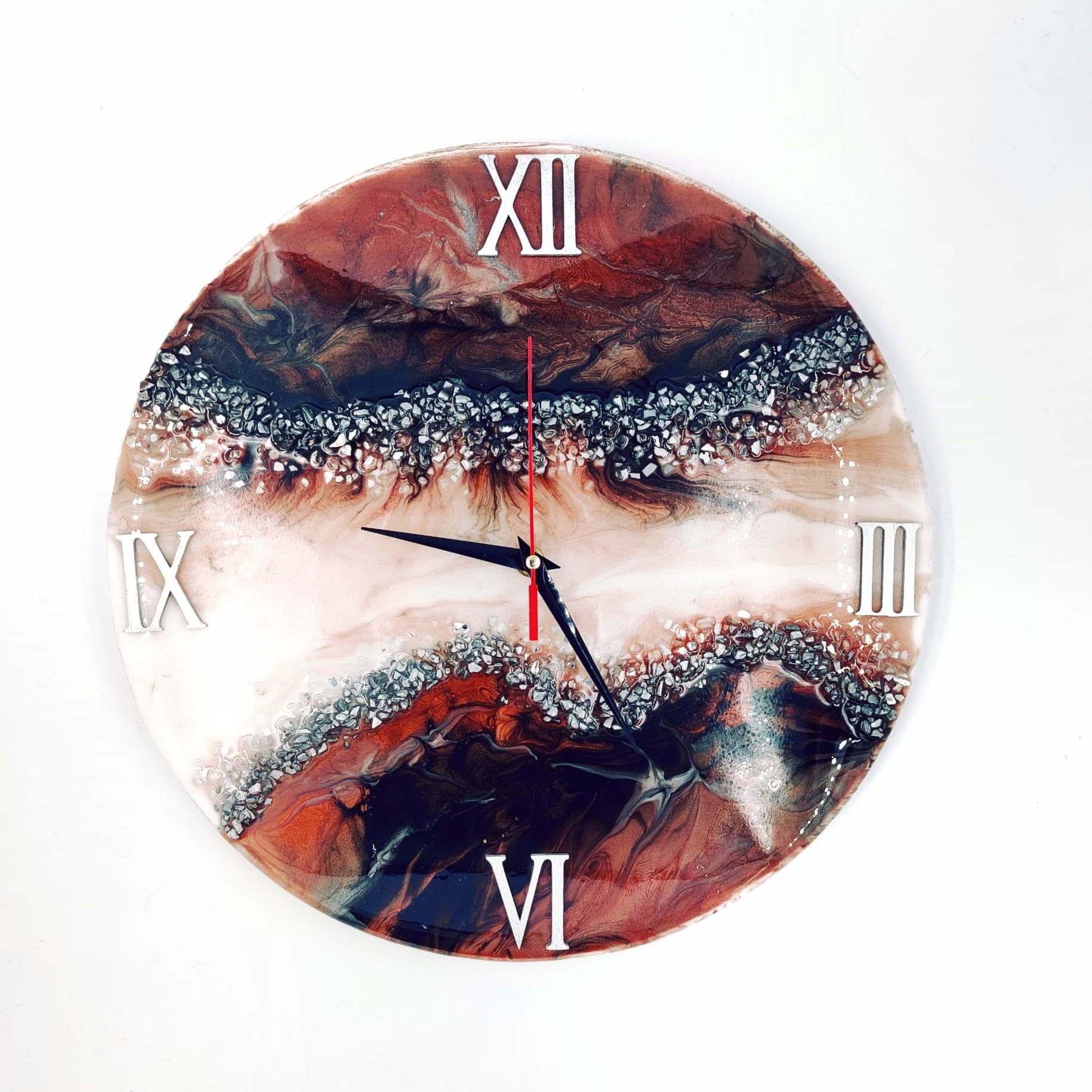 Ceas lemn pictat cu rășină, 35cm