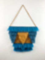 Tapisserie bleu et jaune tissage artisanal